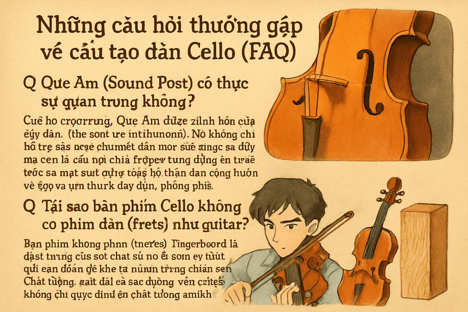 Những câu hỏi thường gặp về cấu tạo đàn Cello (FAQ)