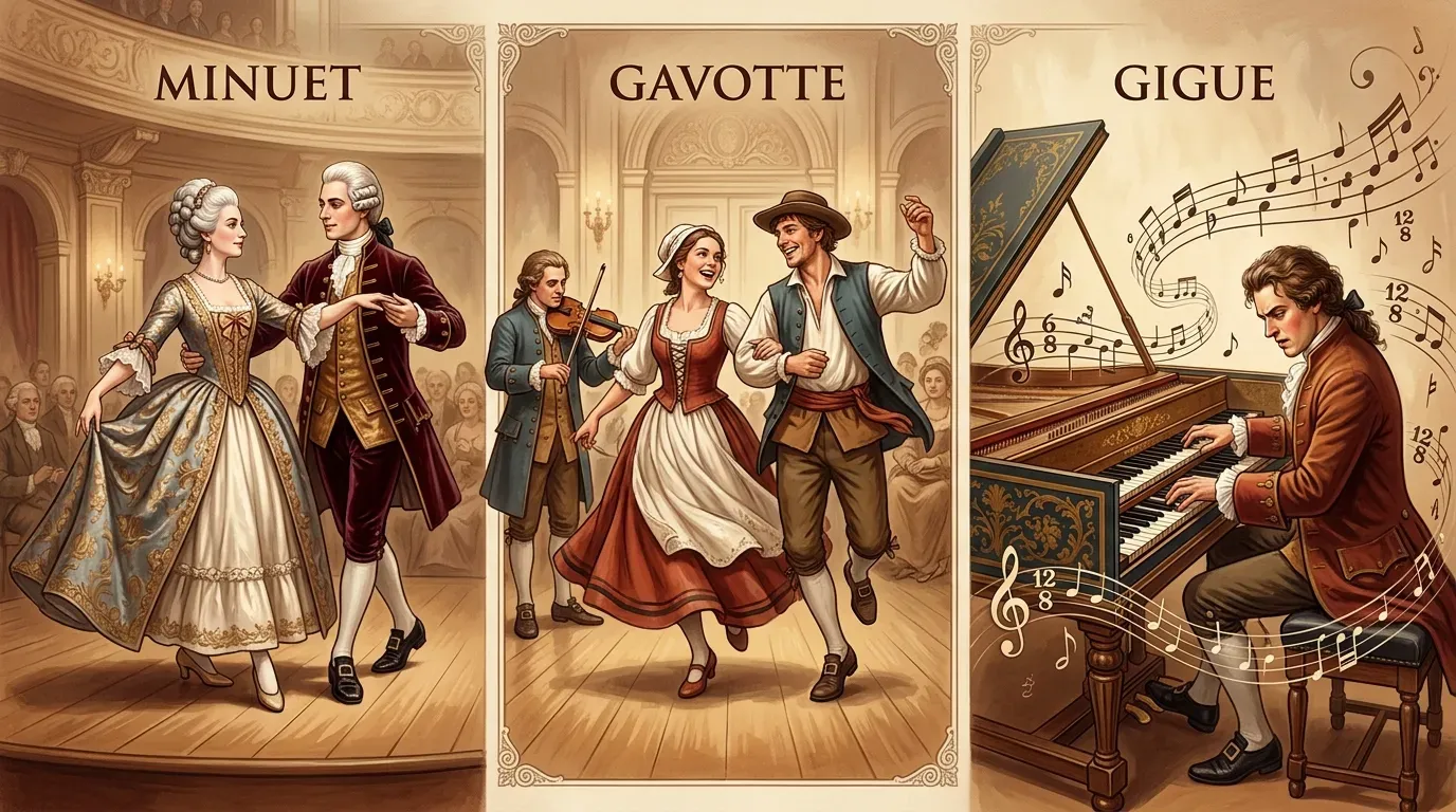 Kỹ năng nhận diện: Phân biệt tiết tấu Gigue, Gavotte và Minuet